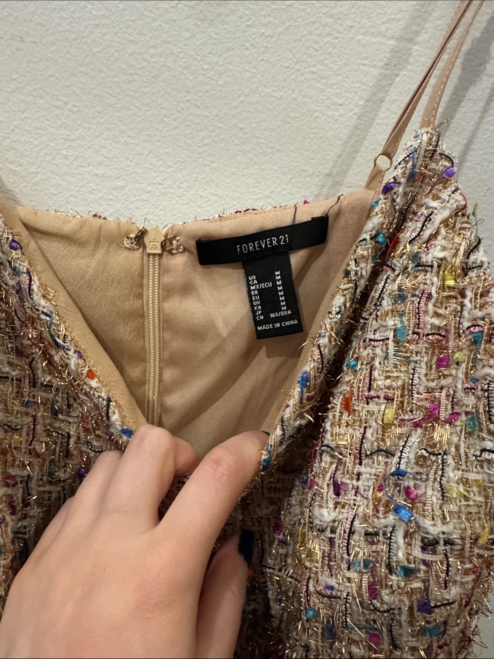 Forever 21 size M Multicolor Tweed Slip Dress with Spaghetti Straps - Picture 4 of 5